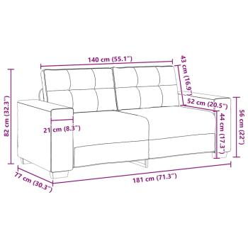Zweisitzer-Sofa Rosa 140 cm Samt