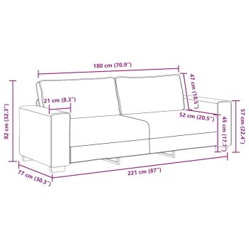3-Sitzer-Sofa Dunkelgrau 180 cm Stoff