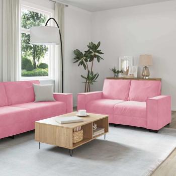 ARDEBO.de - 2-tlg. Sofagarnitur mit Kissen Rosa Samt