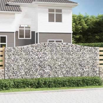 Gabione mit Hochbogen 400x30x160/180 cm Verzinktes Eisen