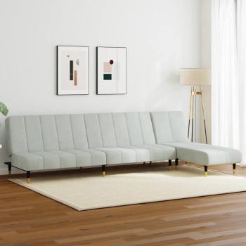 ARDEBO.de - 2-tlg. Sofagarnitur Hellgrau Samt