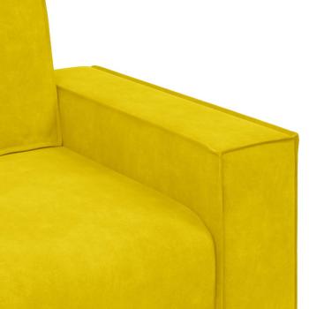 3-tlg. Sofagarnitur mit Kissen Gelb Samt