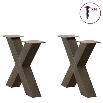 Couchtischbeine X-Form 2 Stk. Naturstahl 50x(42-43) cm Stahl