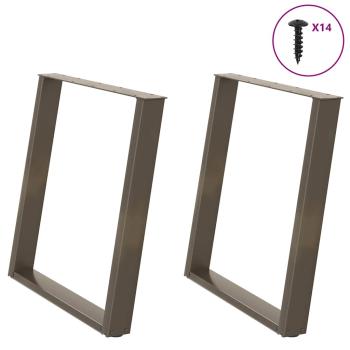 ARDEBO.de - Esstischbeine U-Form 2 Stk. Naturstahl 80x(72-73) cm Stahl
