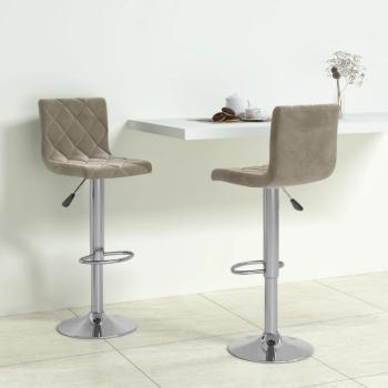 ARDEBO.de - Barhocker 2 Stk. Hellgrau Samt