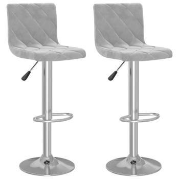 Barhocker 2 Stk. Hellgrau Samt