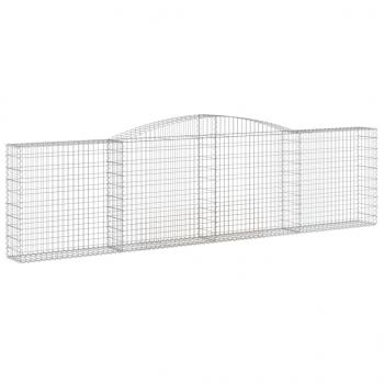 Gabionen mit Hochbogen 3 Stk. 400x30x100/120cm Verzinktes Eisen