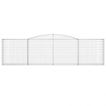 Gabionen mit Hochbogen 7 Stk. 400x30x100/120cm Verzinktes Eisen