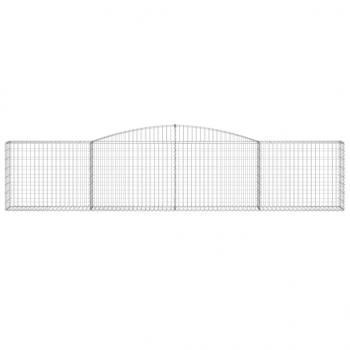 Gabionen mit Hochbogen 10 Stk. 400x30x80/100cm Verzinktes Eisen