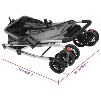 Hundewagen Faltbar Grau 76x50x100 cm Oxford-Gewebe