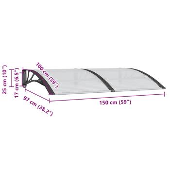 Türvordach Schwarz 150x100 cm Polycarbonat