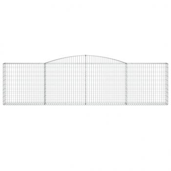 Gabionen mit Hochbogen 4 Stk. 400x30x100/120cm Verzinktes Eisen