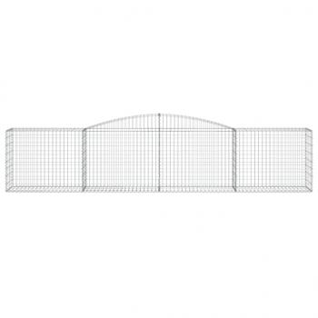 Gabionen mit Hochbogen 9 Stk. 400x50x80/100cm Verzinktes Eisen