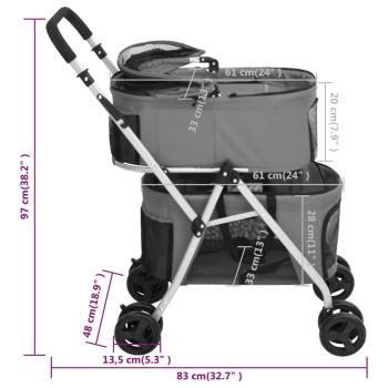 Hundewagen für 2 Hunde Faltbar Grau 83x48x97 cm Oxford-Gewebe