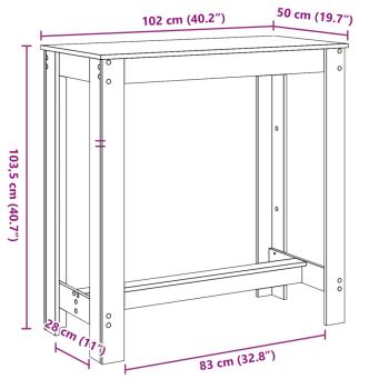 Bartisch Artisan-Eiche 102x50x103,5 cm Holzwerkstoff