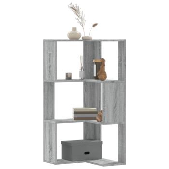 ARDEBO.de - Eck-Bücherregal 3 Böden Grau Sonoma 50x50x102 cm Holzwerkstoff