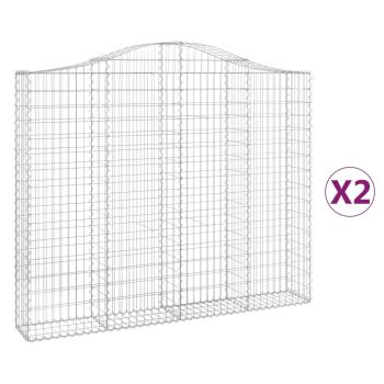 Gabionen mit Hochbogen 2 Stk. 200x30x160/180cm Verzinktes Eisen