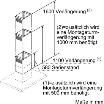 Bosch DHZ1246 Kaminverlängerung, 1100 mm, Edelstahl