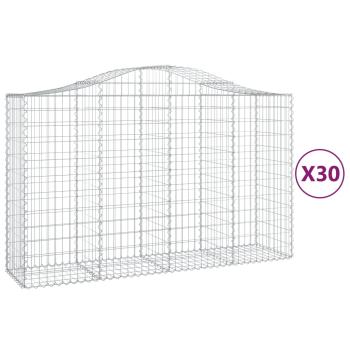 Gabionen mit Hochbogen 30Stk. 200x50x120/140cm Verzinktes Eisen