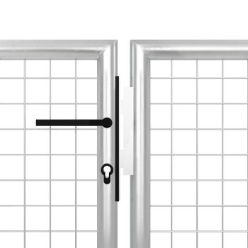 Gartentor Stahl 350 x 100 cm Silbern