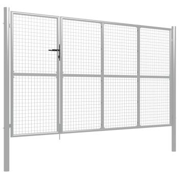Gartentor Stahl 350 x 150 cm Silbern