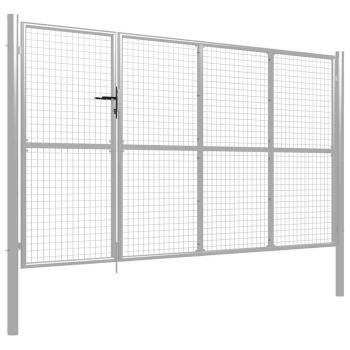 Gartentor Stahl 350 x 150 cm Silbern