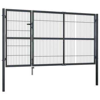 Gartentor mit Pfosten Stahl 350×140 cm Anthrazit