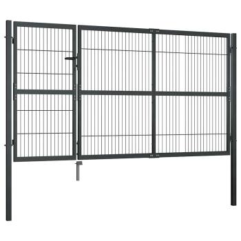 Gartentor mit Pfosten Stahl 350×140 cm Anthrazit