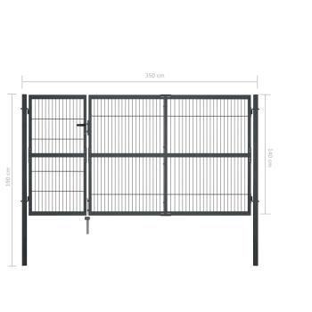 Gartentor mit Pfosten Stahl 350×140 cm Anthrazit