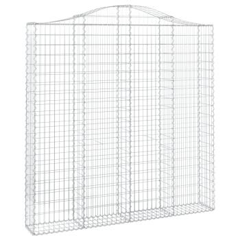 Gabionen mit Hochbogen 3 Stk. 200x30x200/220cm Verzinktes Eisen