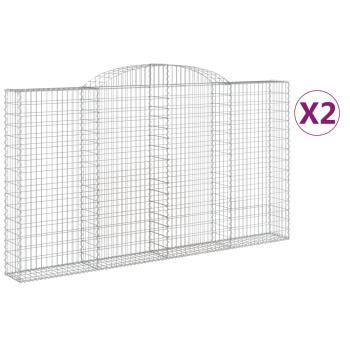 Gabionen mit Hochbogen 2 Stk. 300x30x160/180cm Verzinktes Eisen