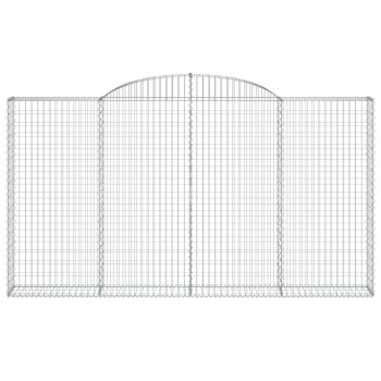 Gabionen mit Hochbogen 2 Stk. 300x30x160/180cm Verzinktes Eisen