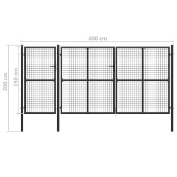Gartentor Stahl 400 x 150 cm Anthrazit
