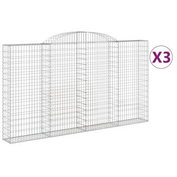 Gabionen mit Hochbogen 3 Stk. 300x30x160/180cm Verzinktes Eisen