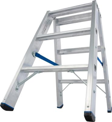 Krause 124715 Stabilo Professional Stufen-DoppelLeiter, Aluminium 2,25m, 2x3 Stufen