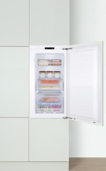 Amica EGSX 321 905 Einbau-Gefrierschrank, Nischenhöhe: 88 cm, 100 L, Festtür-Technik, 4 Gefrierschubladen, elektronische Steuerung, Tür-Offen-Alarm, Supergefrierfunktion, Inverter Kompressor, weiß (1195106)