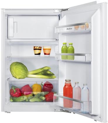 Amica EKSX 361 905 Einbau-Kühlschrank mit Gefrierfach, Nischenhöhe: 88 cm, 116 L, Festtür-Technik, elektronische Steuerung, Tür-Offen-Alarm, Inverter Kompressor, weiß (1195026)