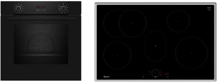 ARDEBO.de Neff BX48PIB0 N30/N70 A+ Backofen-Set mit Induktionskochfeld (B2CCG6AK3+T58SHF1L0), 59,4 cm breit, 71 L, Pyrolyse, Grillfunktion, schwarz