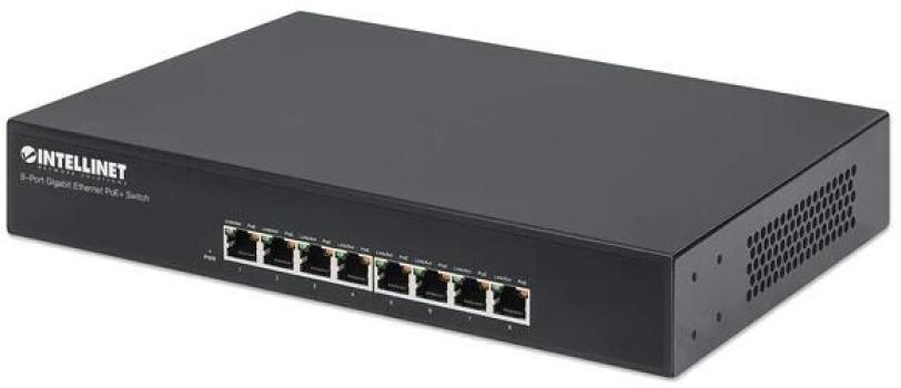 ARDEBO.de Intellinet 8-Port PoE+ Gigabit Desktop Switch 8xPoE-Ports 140W Lüfterlos, schwarz (560641)