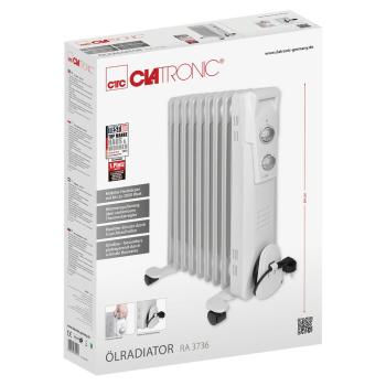 Clatronic RA 3736 Ölradiator, 3 Leistungsstufen, Integrierter Überhitzungsschutz, weiß