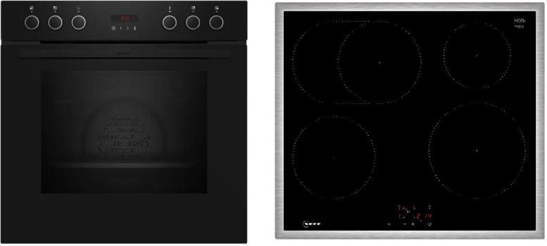 ARDEBO.de Neff EX4PIB0 N30/N50 A+ Einbauherdset mit Induktionskochfeld (E2CCG6AK4 + M56SBF1L0), 60 cm breit, 71 L, Pyrolyse, Kindersicherung, schwarz