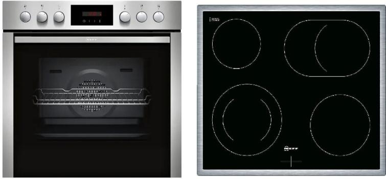 ARDEBO.de Neff EDX4P0 N30/N50 A+ Einbauherdset mit Elektrokochfeld (E2CCG6AN3 + M13R42N2), 60 cm breit, 71 L, Pyrolyse, Edelstahl