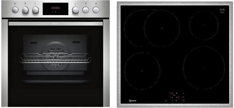 ARDEBO.de Neff EDX4I0 N30/N50 A+ Einbauherdset mit Induktionskochfeld (E1CCD2AN4 + M56SBF1L0), 60 cm breit, 71 L, Kinderischerung, Edelstahl