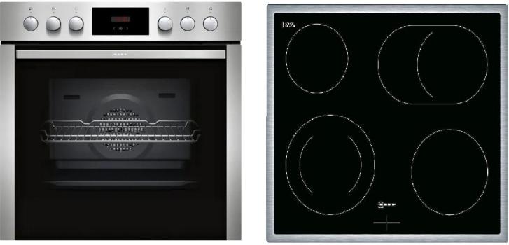 ARDEBO.de Neff EDX40 N30/N50 Einbauherdset mit Elektrokochfeld (E1CCD2AN3 + M13R42N2), 60 cm breit, 71 L, 7 Heizarten, Edelstahl