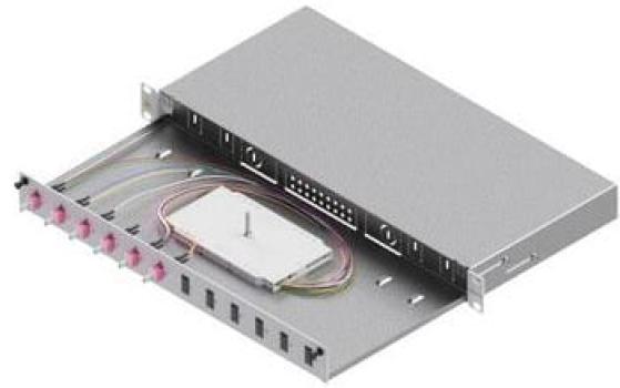 ARDEBO.de EasyLan LWL-Spleißgehäuse Basic SB002116 1HE 6x LC-Duplex Standard OM4 ausziehbar, grau (LSB1A224)