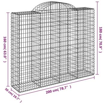 ARDEBO.de - Gabionen mit Hochbogen 18Stk. 200x50x160/180cm Verzinktes Eisen
