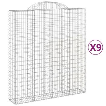 Gabionen mit Hochbogen 9 Stk. 200x50x220/240cm Verzinktes Eisen