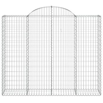 Gabionen mit Hochbogen 15Stk. 200x50x160/180cm Verzinktes Eisen
