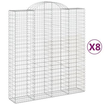 Gabionen mit Hochbogen 8 Stk. 200x50x220/240cm Verzinktes Eisen