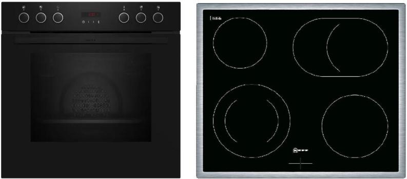 ARDEBO.de Neff EDX4PB0 N30/N50 A+ Einbauherdset mit Elektrokochfeld (E2CCG6AK3 + M13R42N2), 60 cm breit, 71 L, Pyrolyse, schwarz